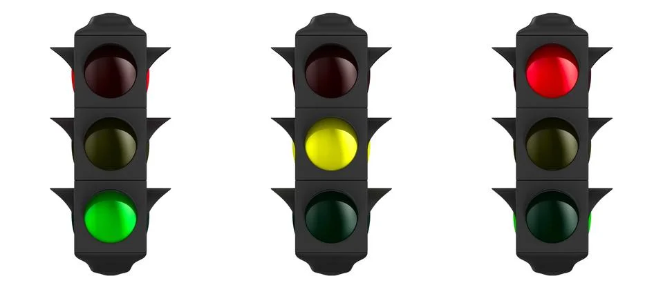 Traffic light on white background. Isolated 3D image Stockillustratie