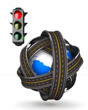 Traffic light on white background. Isolated 3D image Illustrazione stock
