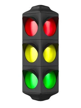 Traffic light on white background. Isolated 3D image Illustrazione stock
