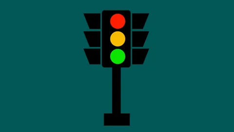 Traffic lights with all three colors on. Traffic light with red, yellow and.. Video stock 296473559