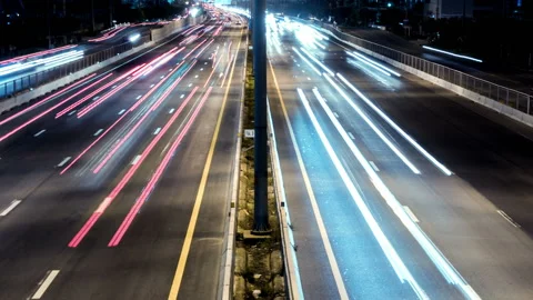Traffic lights and time lapse of the high way Stock Footage 236740479