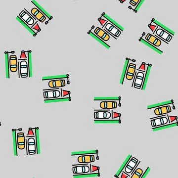 Traffic lights autonomous vehicle vector seamless pattern Stock Illustration