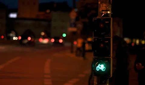 Traffic lights bicycle Stock Photos