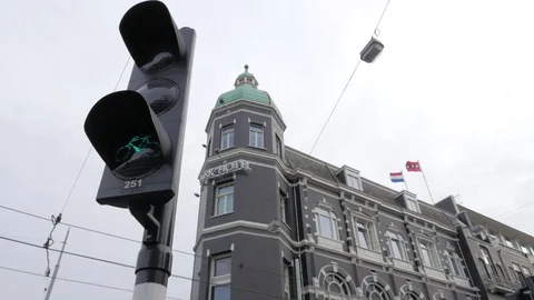 Traffic lights bicycles Stock Footage 123672763