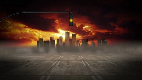 Traffic Lights Blinking In An Empty Polluted City. 库存影片 271529761