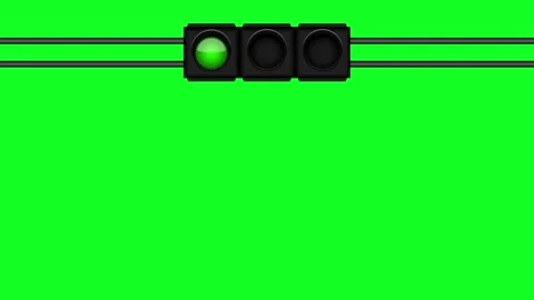 Traffic lights changing isolated on green background Stock Footage 138281596
