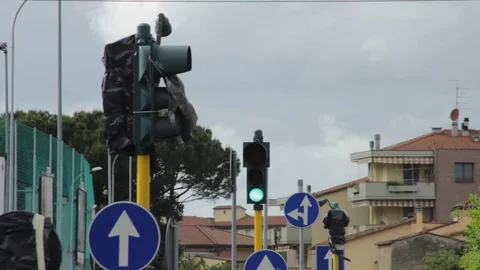 Traffic lights in the city Stock Footage 75313175