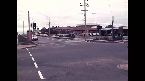 Traffic Lights Control Australian Road Intersection, 1970s Stock Footage 339542058