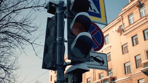 Traffic Lights. Crossroad. Evening Stock Footage 102221167