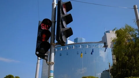 Traffic lights on the crossroad Stock Footage 107559132