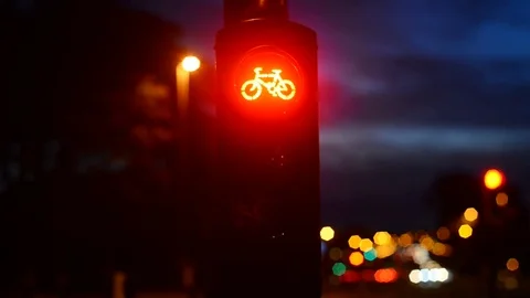 Traffic lights for cyclists on the leeds cycle super highway uk Stock Footage 81814182