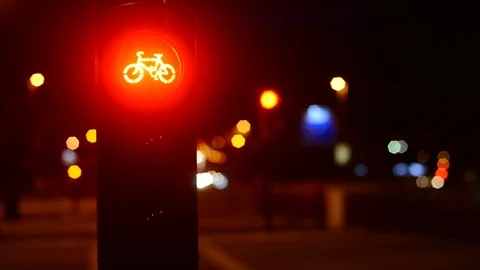 Traffic lights for cyclists on the leeds cycle super highway uk Stock Footage 81814345