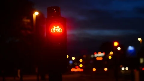 Traffic lights for cyclists on the leeds cycle super highway uk Stock Footage 81814370