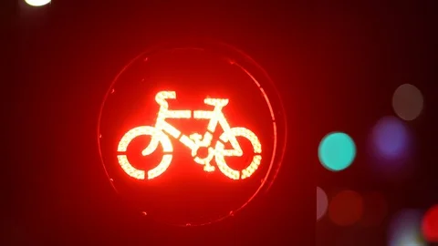 Traffic lights for cyclists on the leeds cycle super highway uk Stock Footage 118068360