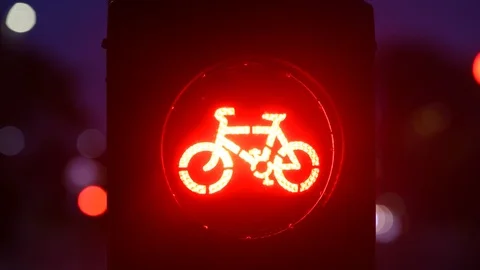 Traffic lights for cyclists on the leeds cycle super highway uk Stock Footage 118133396