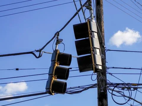 Traffic lights detail at intersection 写真素材