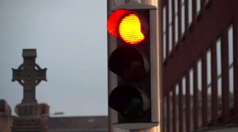 Traffic Lights Dublin Stock Footage 46939664