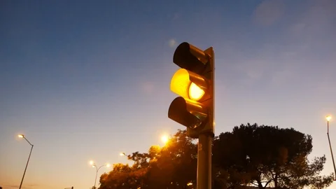 Traffic lights in the evening Stock Footage 88858072