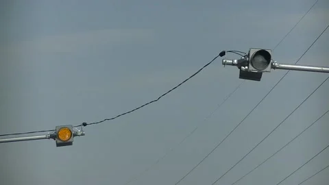 Traffic lights flash with a yellow warning light. Stock Footage 130453025