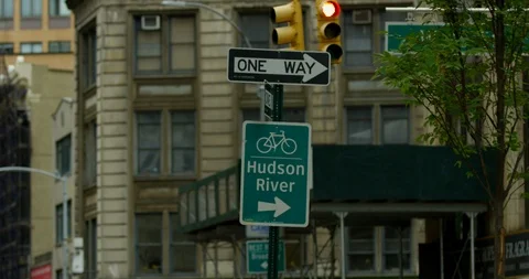 Traffic Lights Glowing Red With Beautiful Traditional Buildings And Trees  Stock Footage 111882149