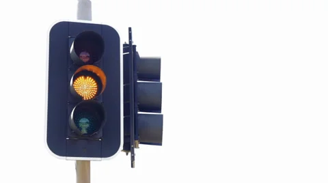 Traffic Lights Green Orange Red on a White Background Stock Footage 34142979
