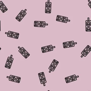 Traffic lights heart line vector seamless pattern Stockillustratie