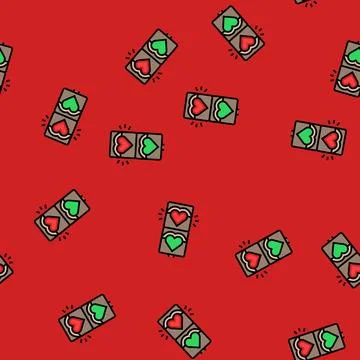 Traffic lights heart vector seamless pattern Stock Illustration