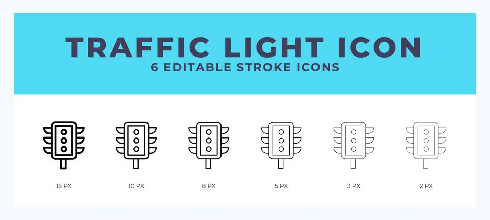Traffic lights icon. Editable stroke line icon vector illustration. Illustrazione stock