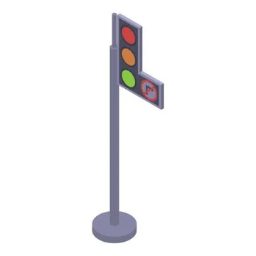 Traffic lights with interdiction arrow icon, isometric style Stock Illustration