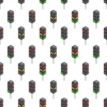 Traffic lights isometry pattern. A device for regulating the movement of Stock Illustration