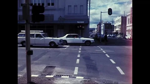 Traffic Lights at Launceston Intersection, Tasmania, 1976 Stock Footage 339066087