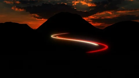 Traffic lights moving fast in mountains against beautiful sunset time-lapse Video stock 116800274