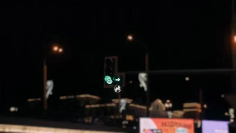 Traffic lights in a night city, switching traffic lights Stock Footage 262155992