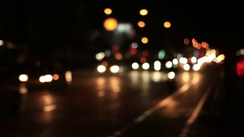 Traffic lights, night traffic that blur Stock Footage 86978051