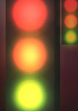Traffic Lights at Night - Vector Illustration. Stock Illustration