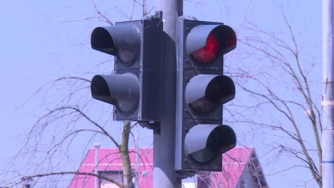 Traffic lights over urban intersection. Stock Footage 125652428