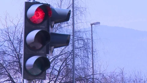 Traffic lights over urban intersection. Stock Footage 125652490