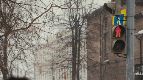 Traffic Lights for Pedestrian Stock-Footage 61286254