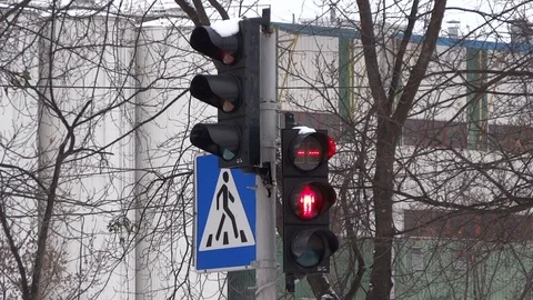 Traffic lights from red to green. Stock Footage 70352197