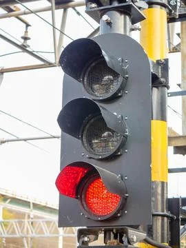 Traffic lights to regulate train traffic. Stock Photos