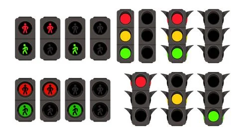 Traffic lights set on white Stock Illustration