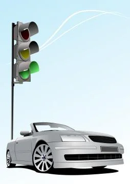 Traffic lights on sky background Stock Illustration