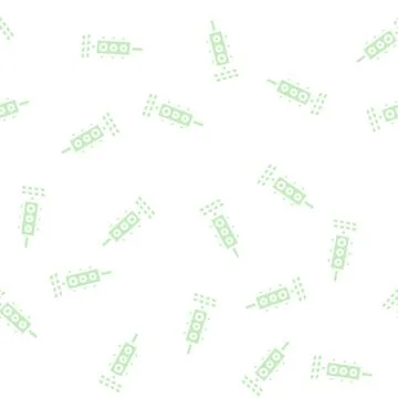 Traffic lights with solar panel glyph vector seamless pattern Stock Illustration