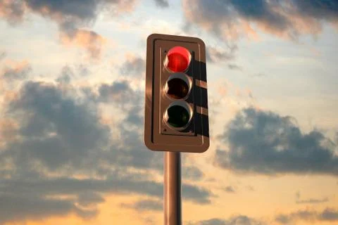 Traffic lights at sunset Stock Photos