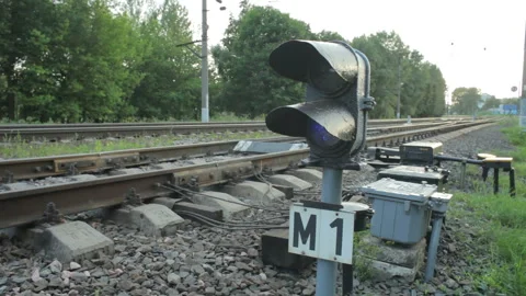 Traffic lights for trains. Stock-Footage 93118492