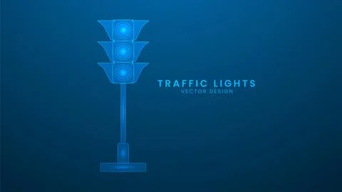 Traffic lights. Vector illustration with light effect and neon Stock Illustration