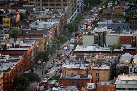 The traffic line in Hells Kitchen in New York City Stock Photos