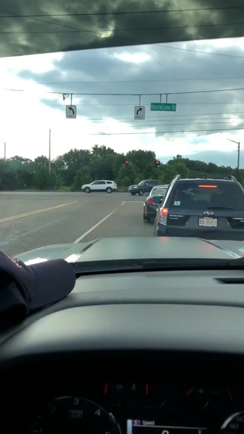 Traffic Lines up Behind Empty Car, Cordova, Tennessee, USA - 09 Aug 2018 Stock Footage 205245116