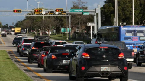 Traffic Lines Up at Red Light Stock Footage 171192215