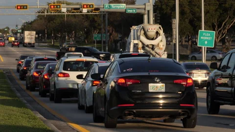 Traffic Lines Up at Red Light Video stock 171194769